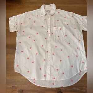 Madewell Women’s Embroidered Daisy Courier Shirt 100% Cotton XS Oversized